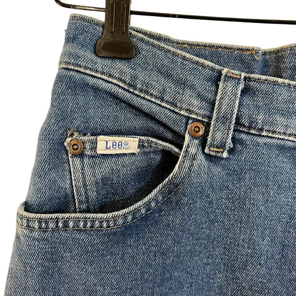 Lee Jeans 90s High Waisted Rise Mom Fit Blue Denim Casual Logo Medium Wash - Picture 5 of 6
